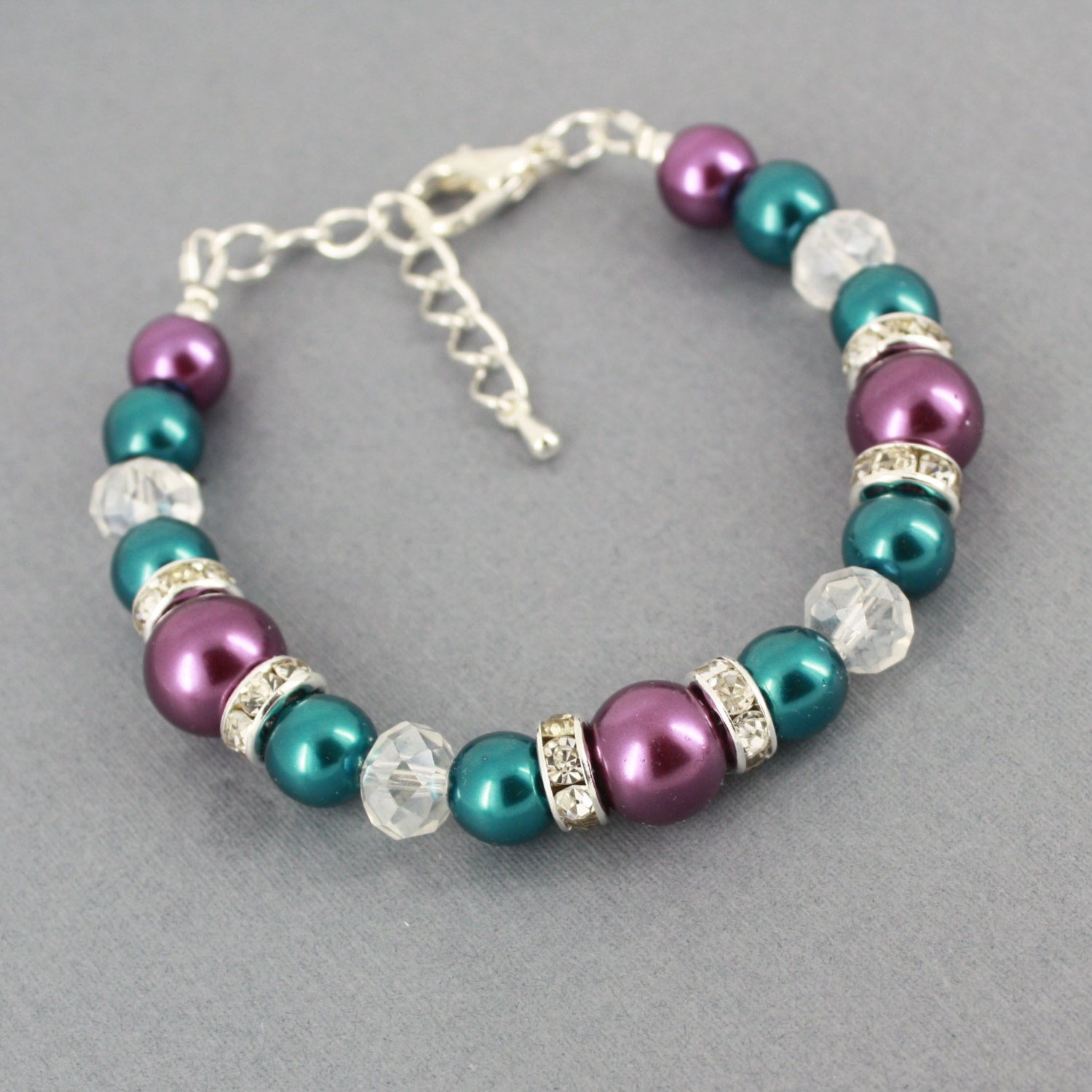 Teal and Purple Bracelet Teal Bracelet by DaisyBeadzJoaillerie