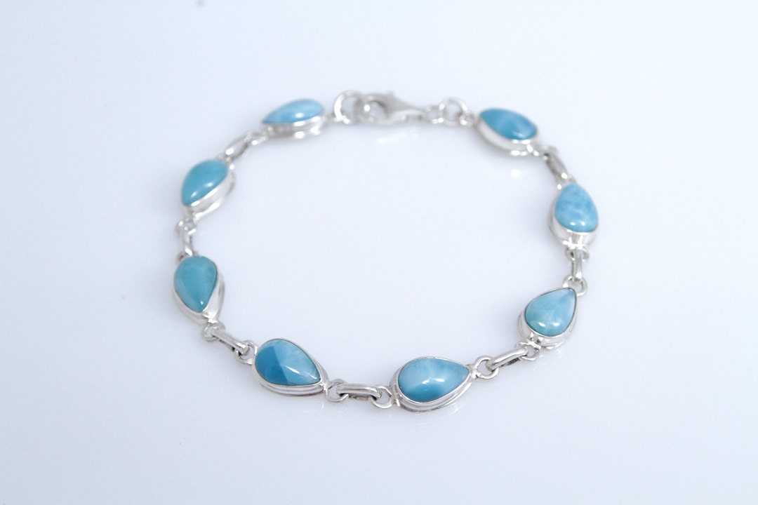 Larimar Bracelet 925 Sterling Silver Handcrafted by TheLarimarShop