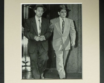 Vintage Espionage Print of Spy Harry Gold Outside New York's Federal Courthouse Retro crime decor, Cold War Soviet spying art - McCarthy Era