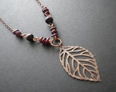 Thanksgiving- Autumn- Fall- Leaf- Leaves- Copper- Wood- Almandine- Garnet- Red- Purple- Brown- Crystal Healing- Gift for Her- CassieVision
