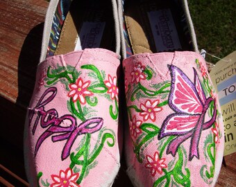 Handpainted Breast Cancer Survivor TOMS