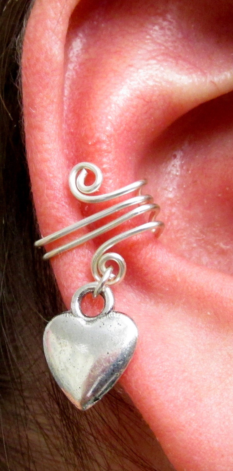 Ear Cuff Heart Ear Cuff Ear Wrap Heart Ear by SimplyBeadifulDesign