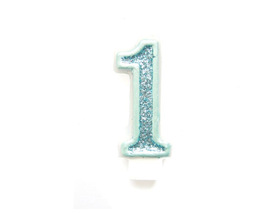Pale Blue Glitter Number 1 Birthday Candle birthday by Pelemele