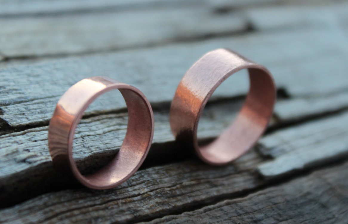 Copper Wedding Band Wide Copper Band Ring Men Women Eco