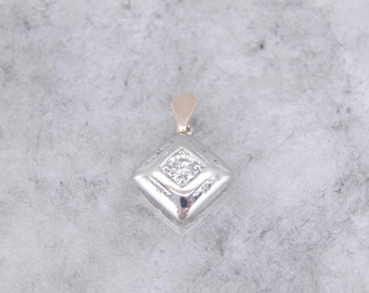 Polished, Modernist Style Diamond Pendant With Square Profile ENQ6VJ-N