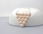 Pastel peach necklace, geometric triangle pink pendant , polymer clay minimal