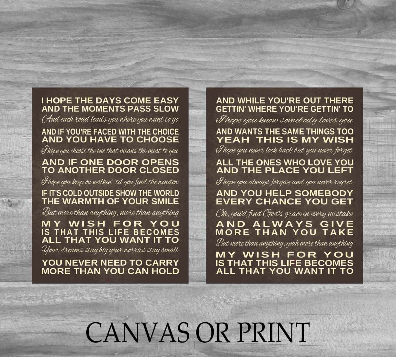 My Wish Lyrics Rascal Flatts CANVAS Art Print by PrintsbyChristine