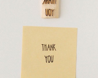Thank You Stamp, small rubber stamp, Simple Letter Stamp, Minimalist Stamp, Thank You Note Stamp, small gift stamp, stocking stuffer