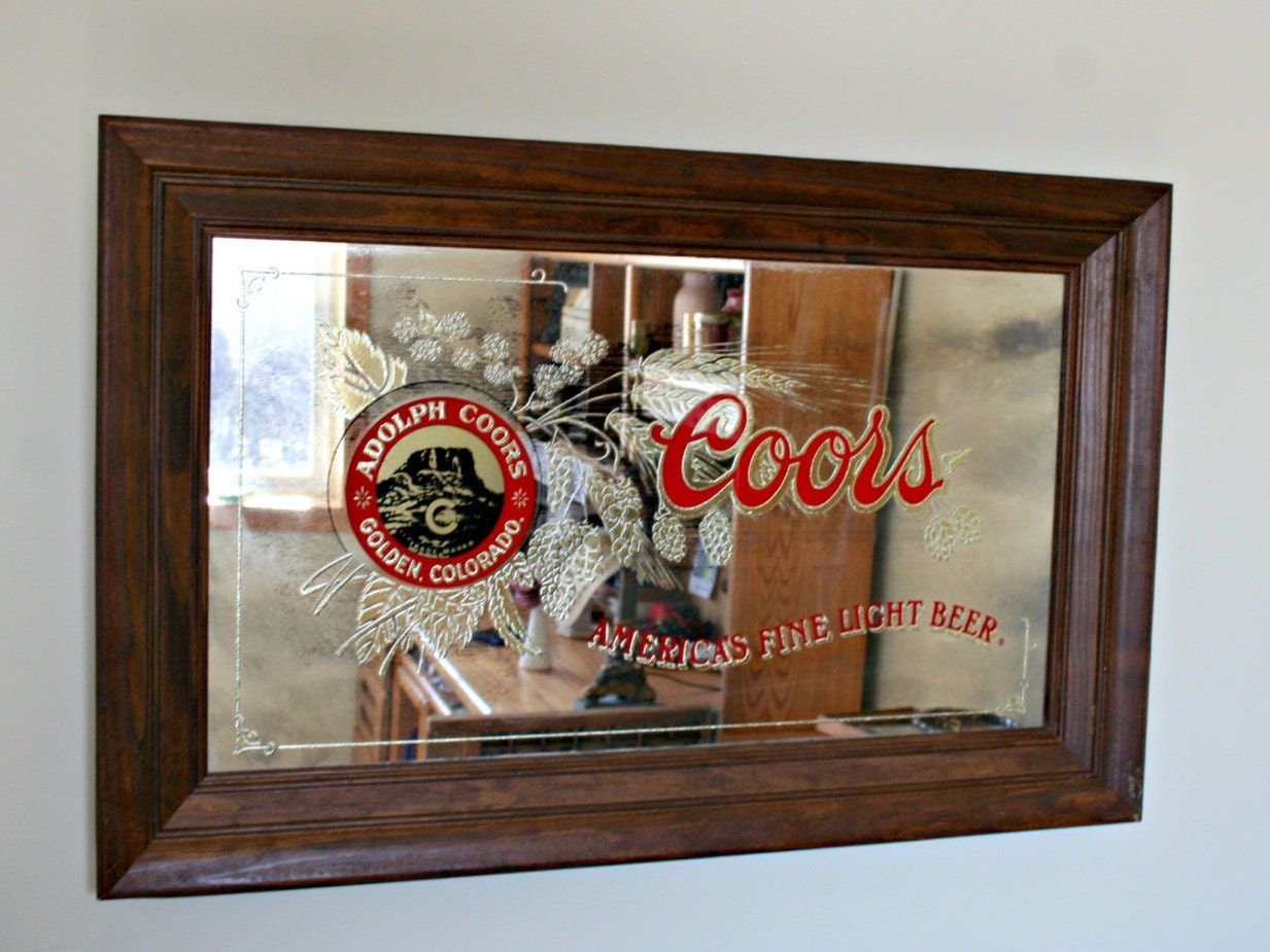 Coors Beer Mirror Barware Vintage Bar Decor Man by MyOliviaVintage