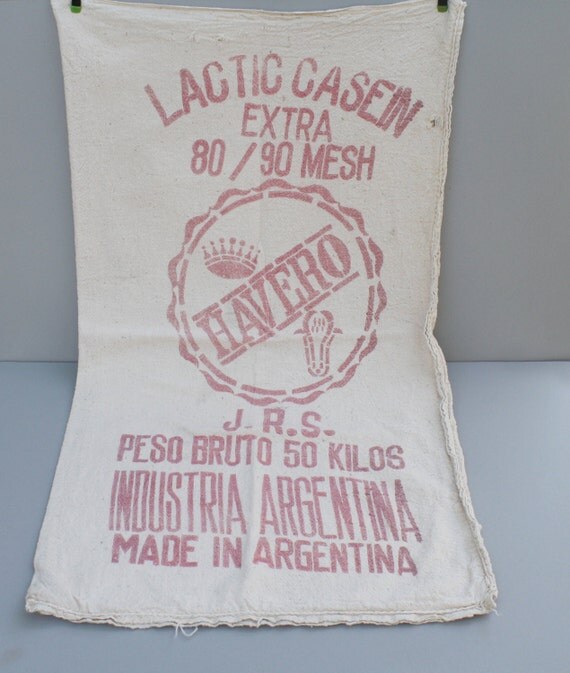1960s1970s Vintage Large Burlap Gunny Sack Cotton Feed by Phyndz