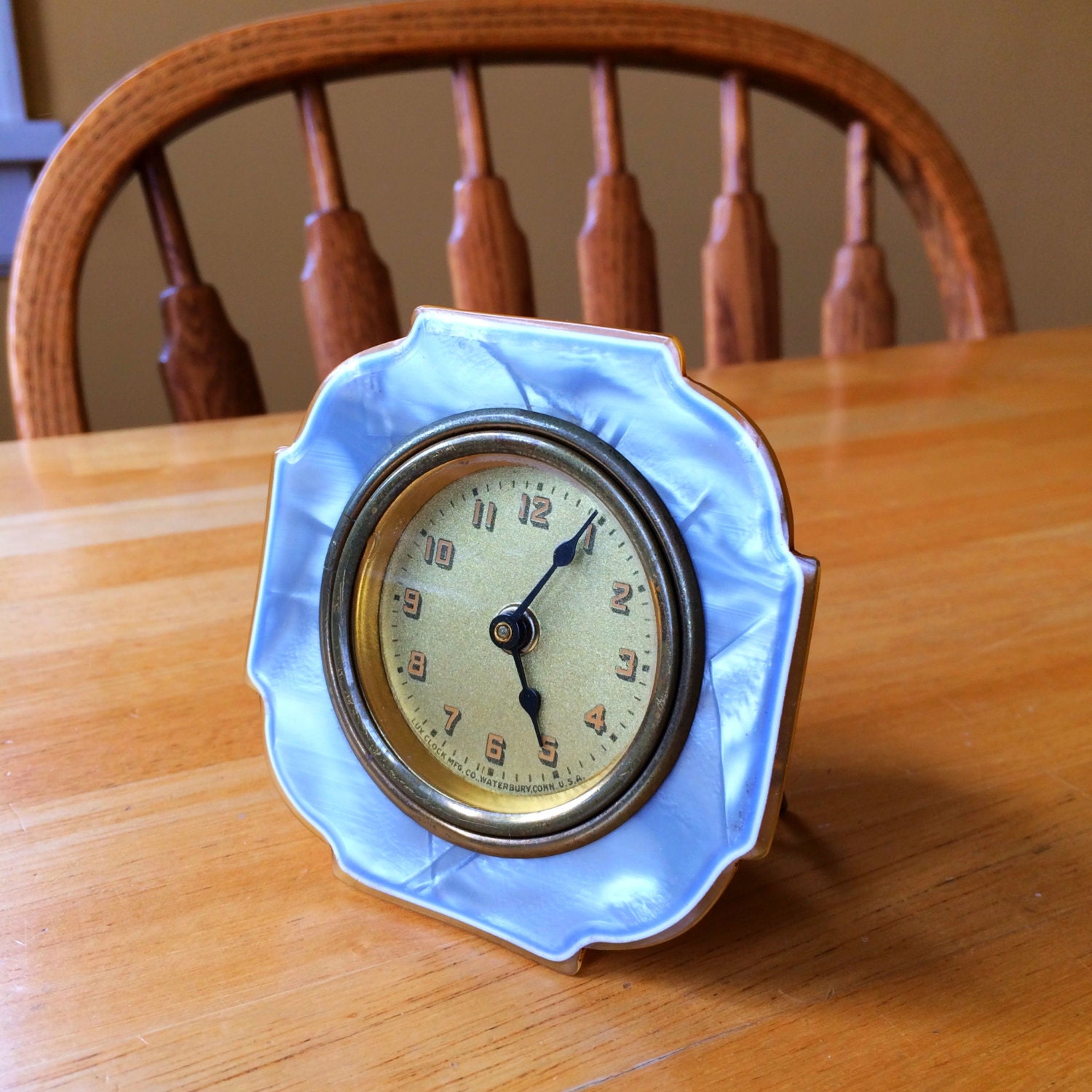 1920s Lux Boudoir Clock Silver Pearl WindUp Haute Juice