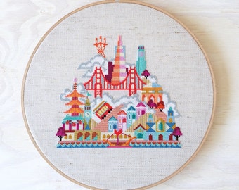 Pretty Little San Francisco - Satsuma Street Modern Cross stitch pattern PDF - Instant download