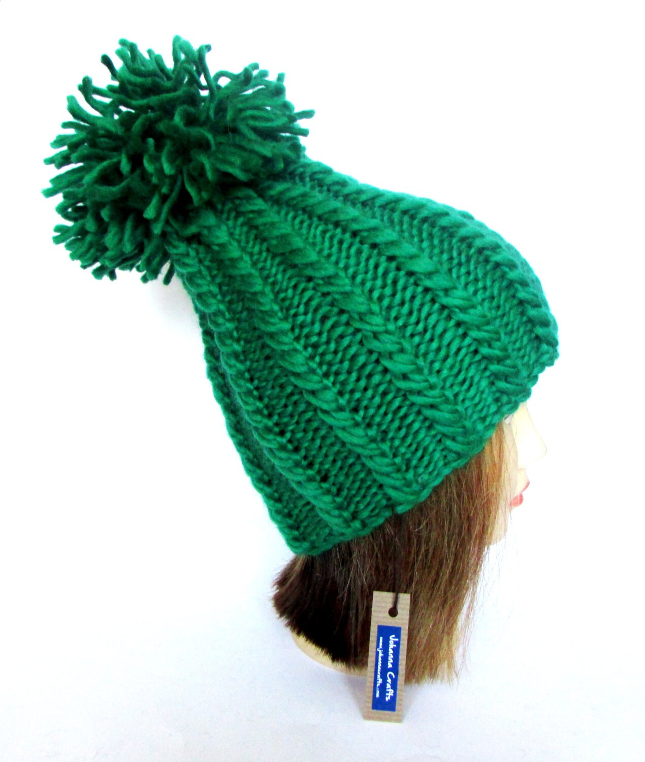 Irish gift knit hat tall hat bright green hat st