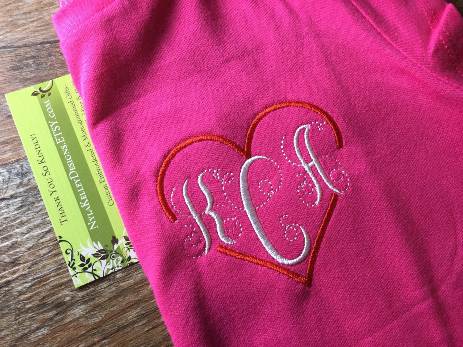 Tshirt Heart Monogrammed Custom Embroidered by NYLAKELLEYDESIGNS