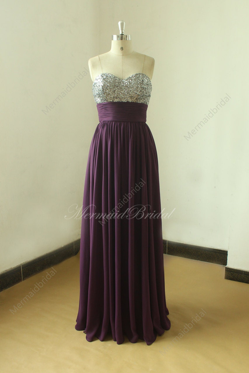Simple strapless eggplant bridesmaid dress prom by MermaidBridal