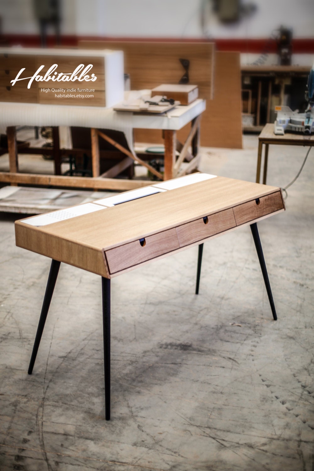 Schreibtisch aus Eichenholz Büro Frisiertisch Schreibtisch