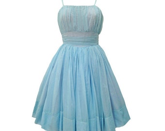 1950s blue vintage prom dress