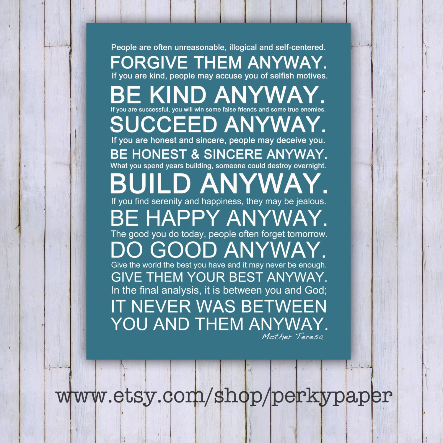 Any Course Mom Teresa Each day Enthusiasm Quotations photograph relating to Mother Teresa Do It Anyway Printable titled Any Direction Mom Teresa Each day Enthusiasm Estimates
