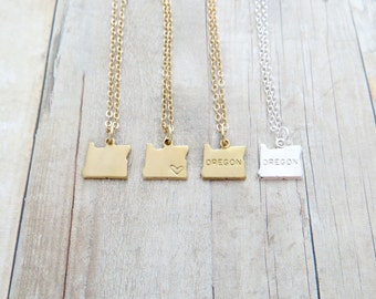 Oregon State Charm Personalized Necklace (Gold or Silver)