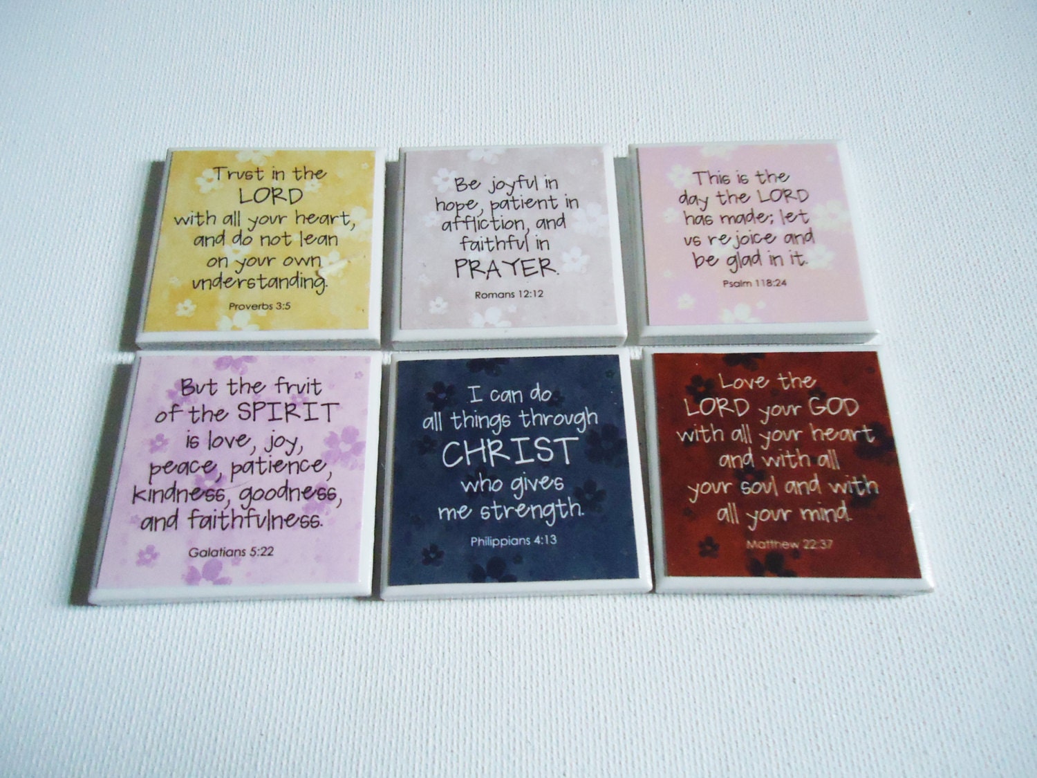 Bible Verse Scripture Magnets on 2x2 Square by TwoCatsDecorations