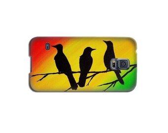 Samsung Galaxy S5 S4 S6 Case - Three Little Birds Bob Marley Phone Case - Reggae Art Rasta Phone Case Cool Phone Cases - Bird Samsung Case