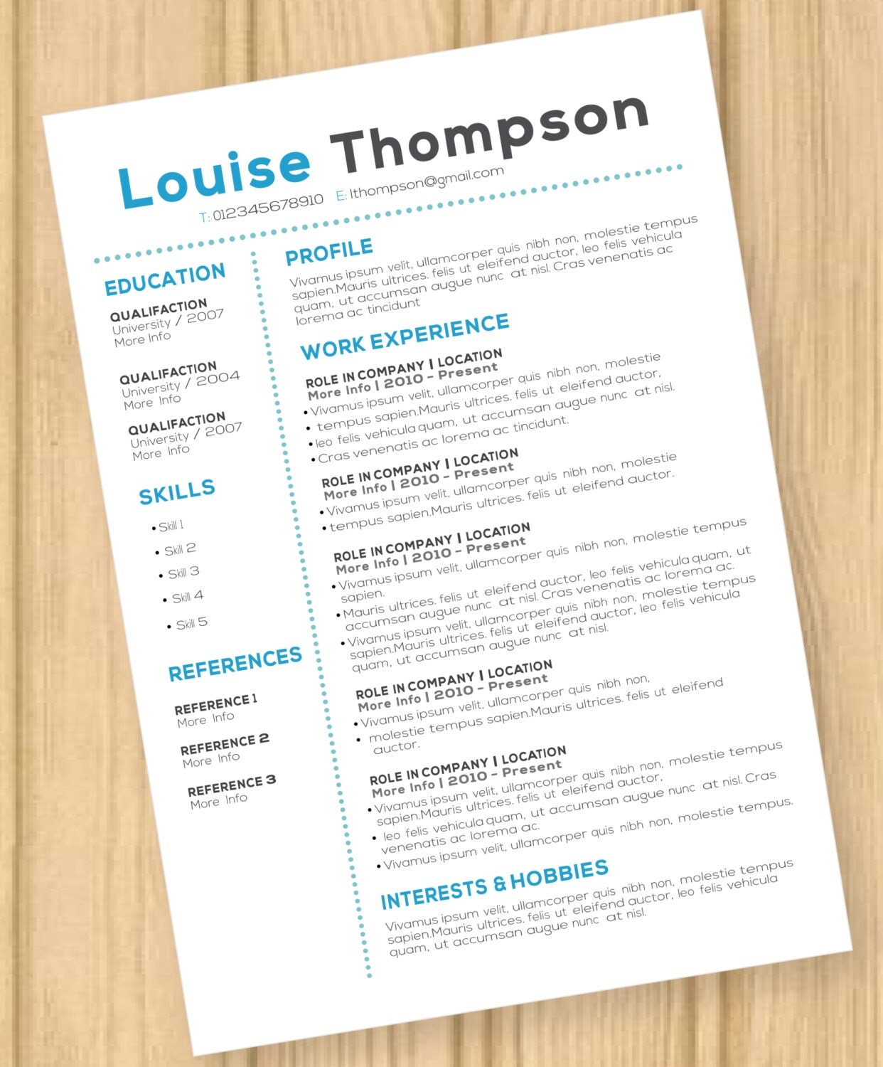 Cv Lebenslauf Modernes Blau Template Louise Thompson Instant Cv Lebenslauf Modernes Blau Template Louise Thompson Instant