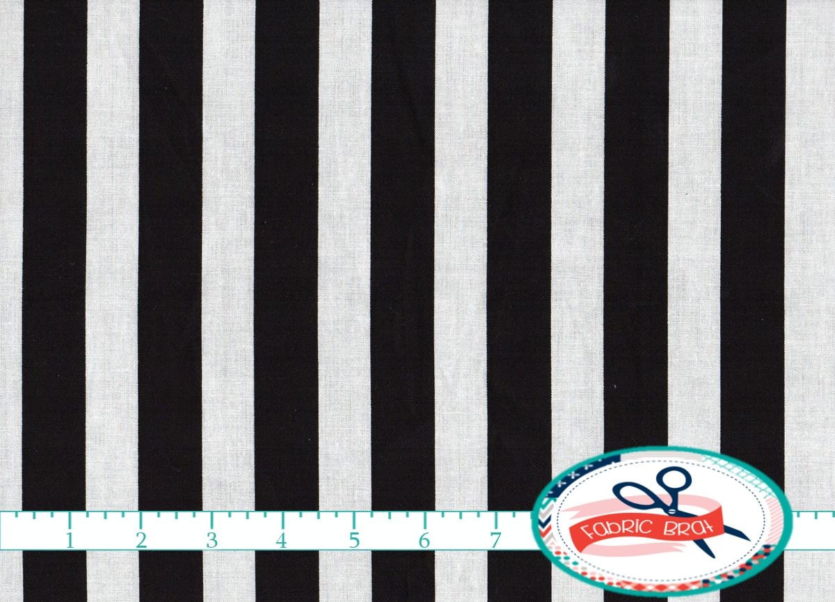 BLACK and WHITE STRIPE Fabric by the Yard Fat Quarter 7/8 Inch
