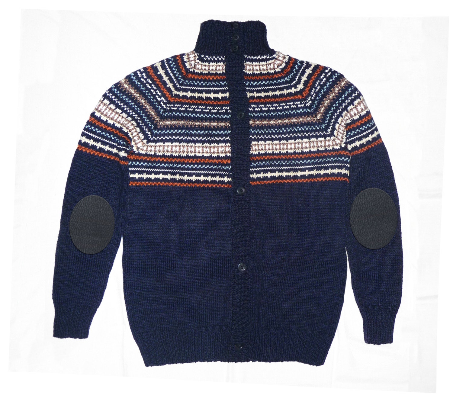 mens' sweater with leather patches