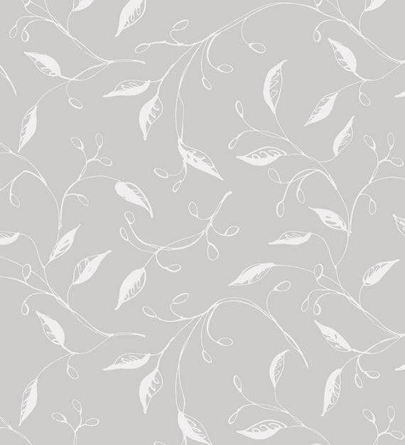 Contemporary Toile Wallpaper Loose Leaf Trail Silver