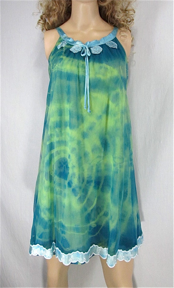 Upcycled Clothing Tie Dye Nightgown SMALL Vintage Lingerie