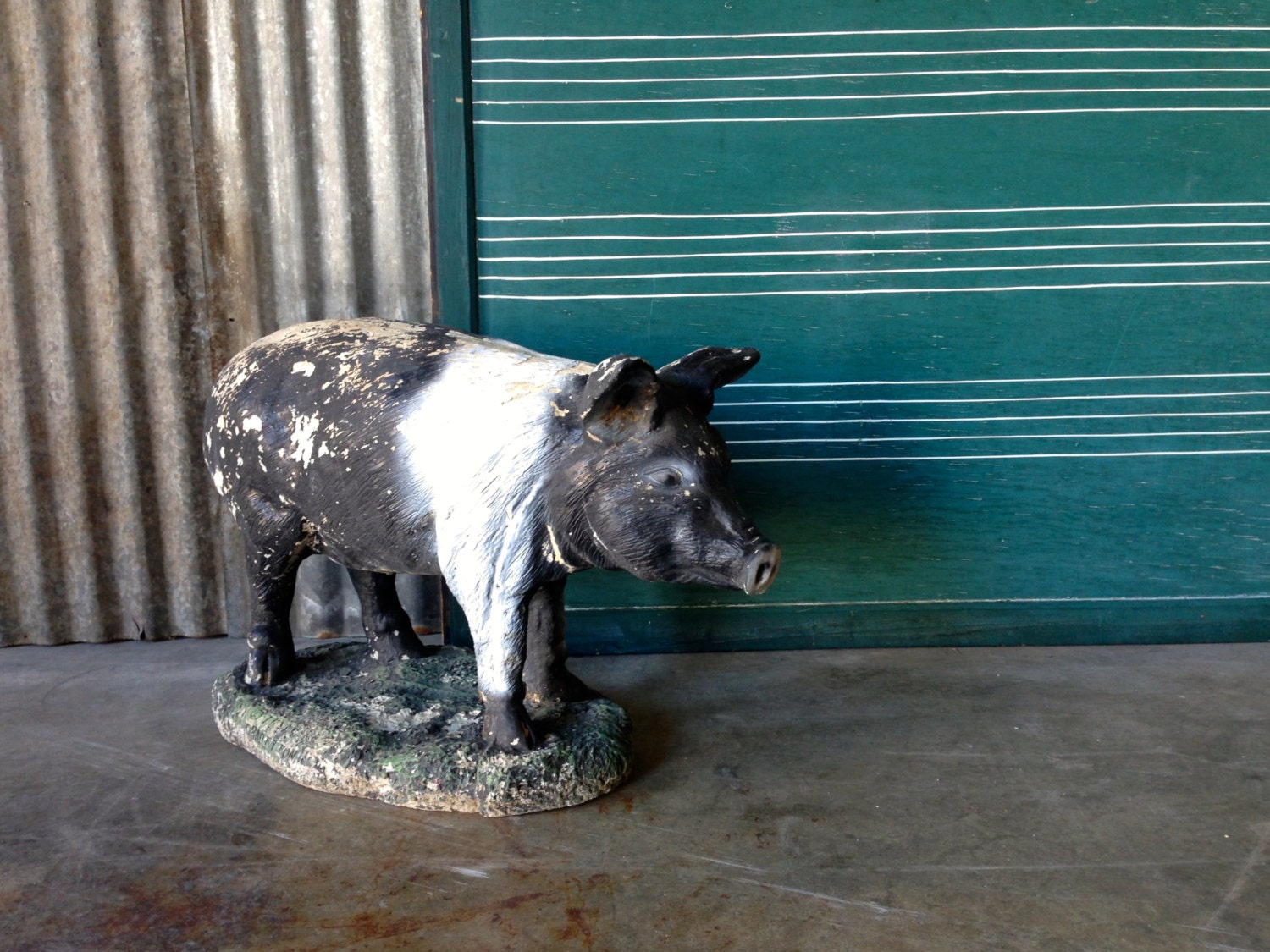 Antique Concrete Pig Statuary by SurgeATX on Etsy