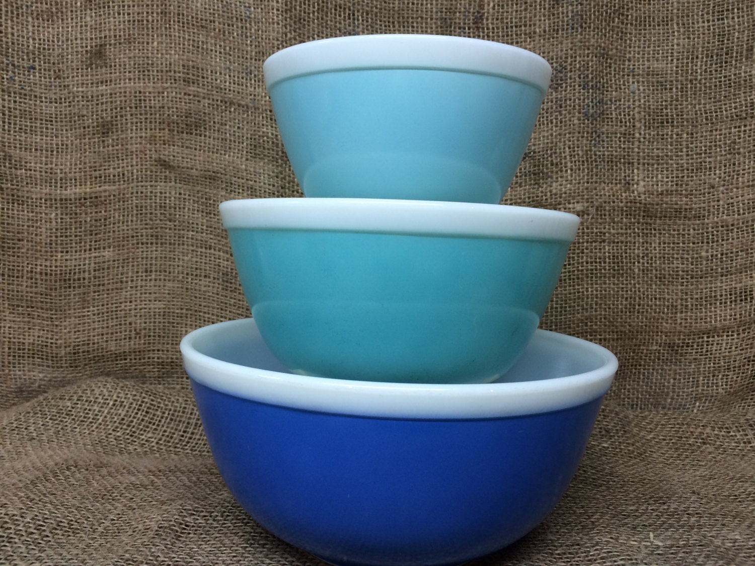 FULL SET Vintage Pyrex Americana Blue Mixing Bowl Set