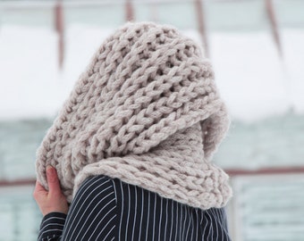 Infinity chunky scarf - knit accessories winter unisex - knitted circle scarves - knitting cowl for men and women - warm wool knitwear -gift