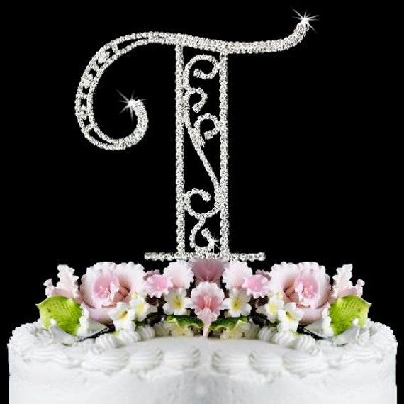 m letter cake wedding topper Crystal Letter Beautiful T Silver Rhinestone