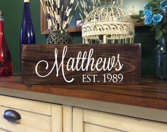 Personalized Family Name Sign - Last Name Sign - Rustic Wood Established Sign