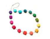 Felted necklace felted multicolor felt necklace felt elements merino wool rainbow colorful