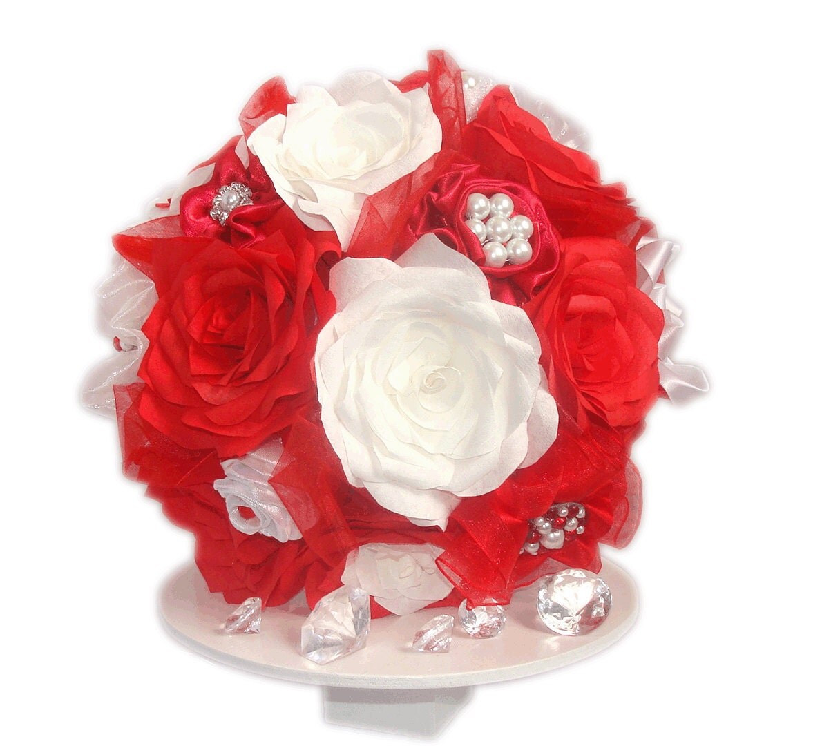 Brooch bouquet, Red Holiday Bouquet, Christmas Bridal bouquet, Red Wedding bouquet, Paper Bouquet, Silk bouquets, Artificial flower bouquets