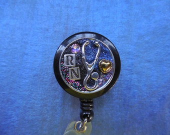 R N Stethoscope Badge Holder-Badge Reel-Id Badge Holder, Nurse ID Gift, Teacher ID Gift,Retractable Badge Reel, Retractable ID Reel