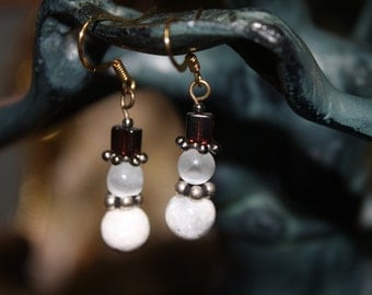 Stone and Glass Snowmen Earrings