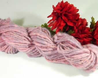 Handspun yarn, Blushing Sweet Pea, Hand dyed, Alpaca Wool, Firestar, Bulky, Core-wrapped Single