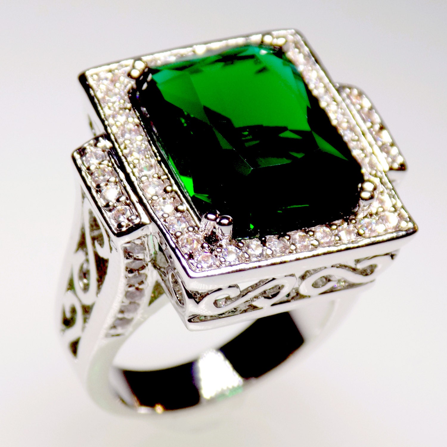 deco emerald ring green emerald ring cz ring big ring deco emerald ring green emerald ring cz ring big ring