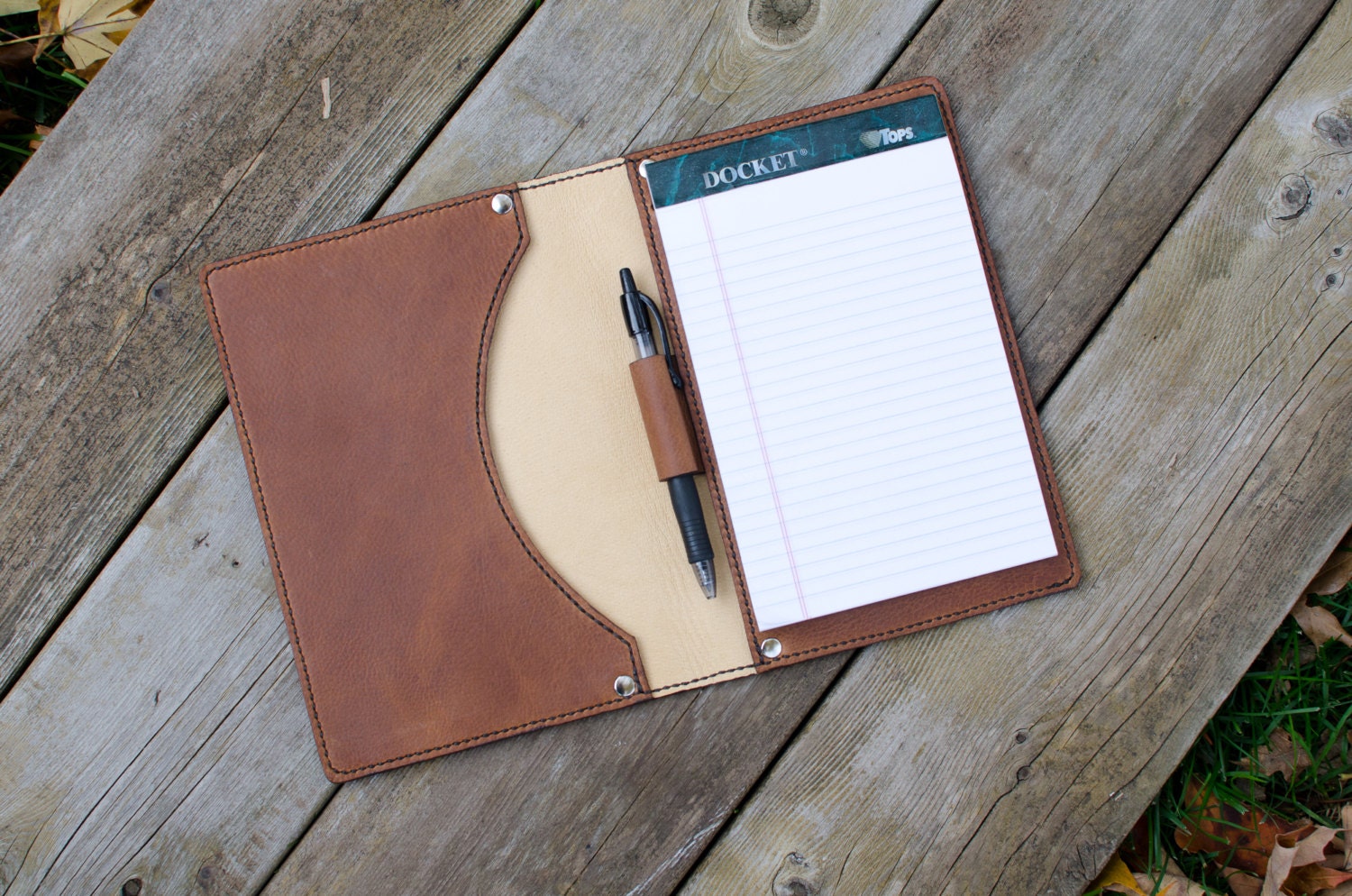 Fullgrain leather note pad holder 5x8 w/ 2 by BarryRodCreative
