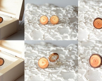 Minimalist raw mens earrings, mens jewelry, wood post earrings, orecchini uomo, men's post earrings, men's stud earring, wooden stud earring