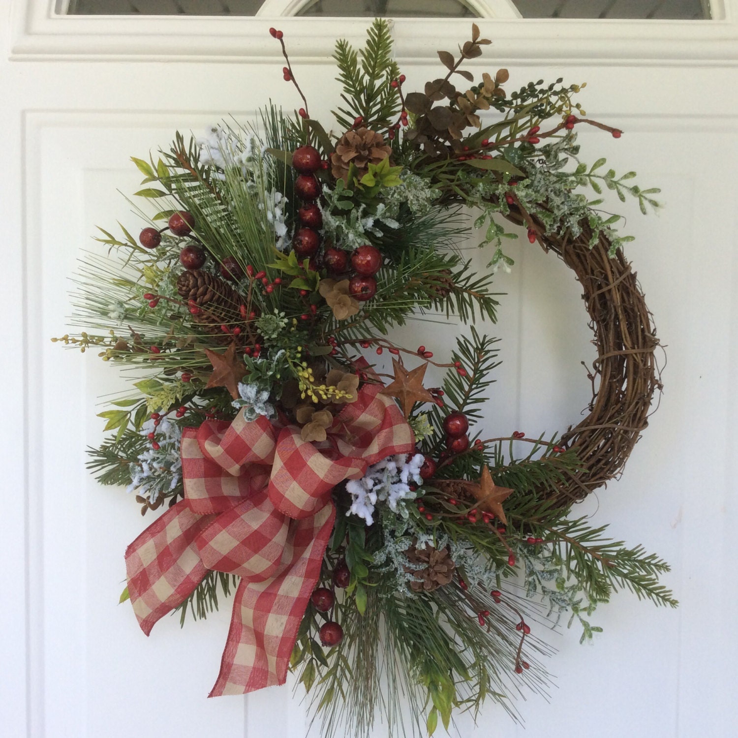 Christmas Wreath-Rustic Wreath-Holiday Wreath-Winter