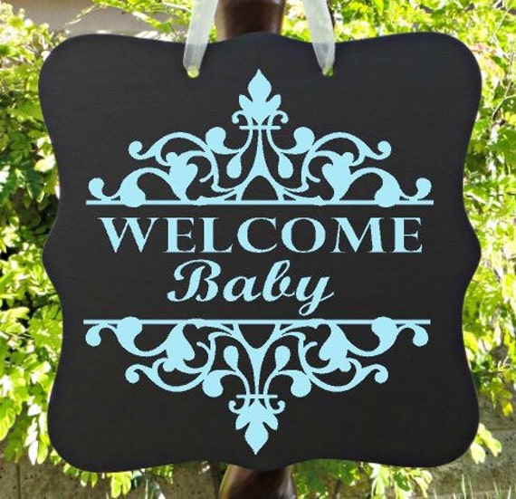 Welcome Baby Sign Personalized Sign Nursery Sign by Shambalena