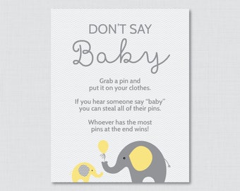 42 New baby shower game don't cross your legs 424 Don't Say Baby Baby Shower Game Printable Elephant Don't Say Baby Sign   