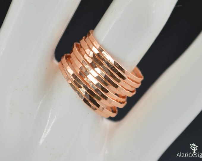 Set of 10 Super Thin Golden Rose Silver Stackable Rings, Rose Gold Ring, Rose Stacking Rings, Rose Gold Ring Set, Rose Gold Band
