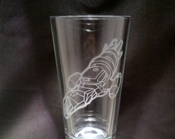 Firefly Serenity Etched pint glass Firefly inspired pint glass of the ship serenity
