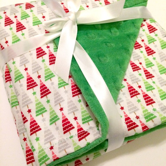 Christmas Baby Blanket Minky Trees Holiday Cute Modern
