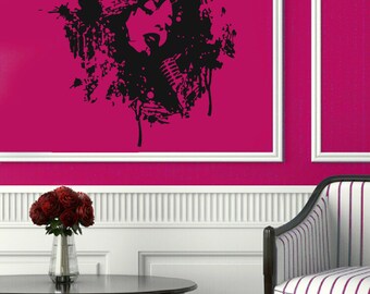 Singer Wall Decals Woman Face Microphone Music Shop Vinyl Decal Sticker Home Decor Wall Art Mural Interior Design Girl Nursery Decor KG454